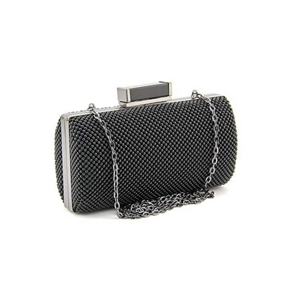 Jessica‎ McClintock Black Beaded Crossbody Clutch